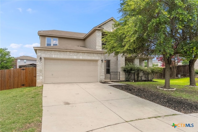 213 Springtree Pkwy, Cibolo, TX 78108 - traditional-style home featuring concrete driveway, brick siding, a garage, and a shingled roof