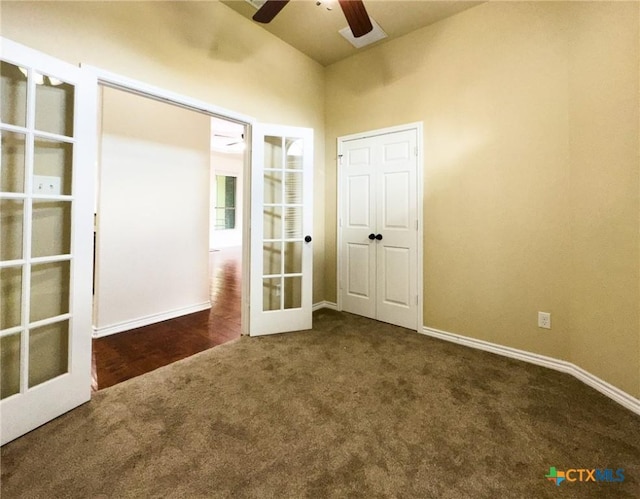 1403 Excel Dr, Killeen, TX 76542 - empty room featuring french doors, carpet, and ceiling fan