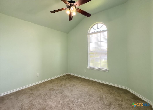 1403 Excel Dr, Killeen, TX 76542 - unfurnished room featuring carpet flooring, a ceiling fan, and vaulted ceiling