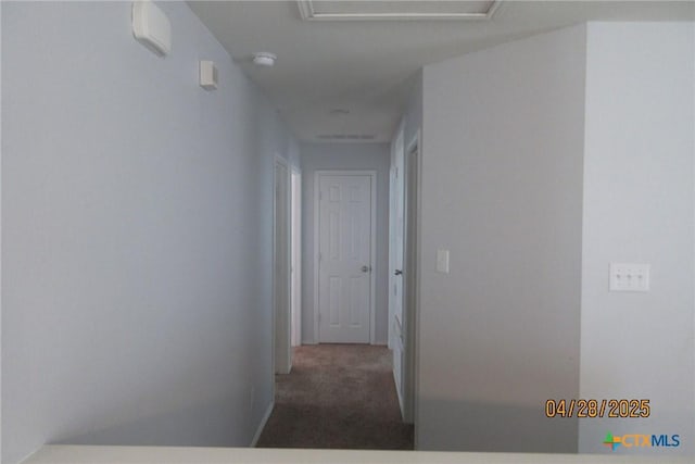 9202 Sage Valley Dr, Temple, TX 76502 - hall featuring carpet flooring and attic access