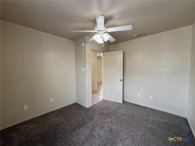 3608 Doffy Dr, Killeen, TX 76549 - carpeted empty room featuring visible vents, baseboards, and a ceiling fan