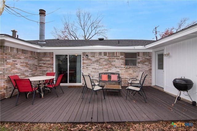 deck featuring grilling area