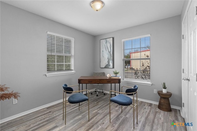 office area featuring light hardwood / wood-style floors