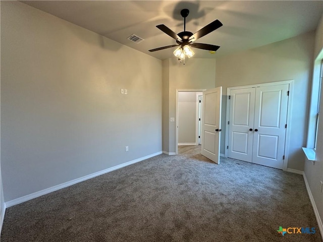 2032 Yarrow Rd, Temple, TX 76502 - unfurnished bedroom with carpet flooring, a closet, and a ceiling fan