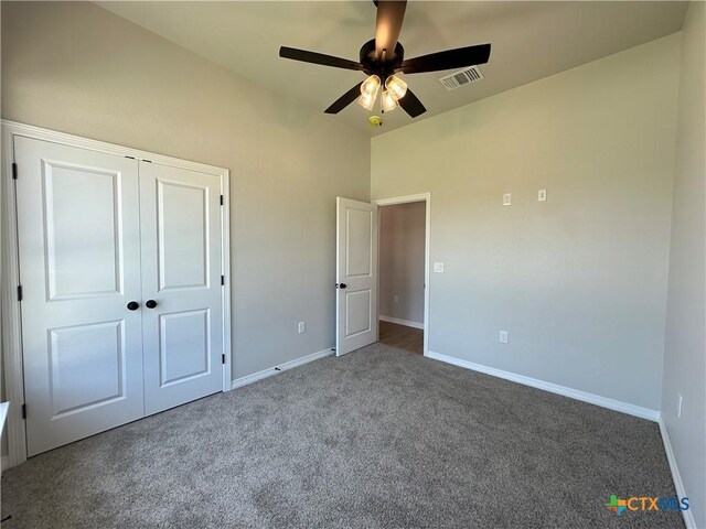 2032 Yarrow Rd, Temple, TX 76502 - unfurnished bedroom featuring carpet, a closet, and ceiling fan