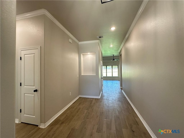 2032 Yarrow Rd, Temple, TX 76502 - hall with wood finished floors and ornamental molding