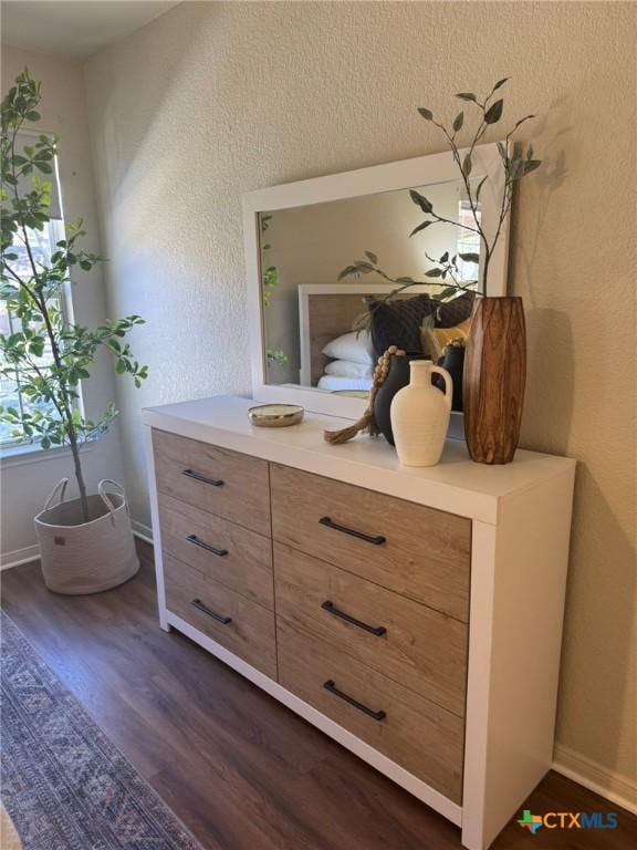 bathroom with hardwood / wood-style floors