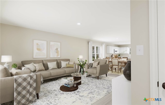 living room featuring light hardwood / wood-style flooring