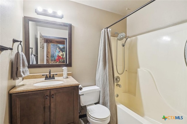 103 Misty Bnd, Floresville, TX 78114 - bathroom featuring toilet, shower / bath combo, and vanity