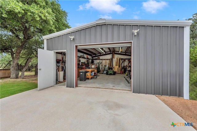 view of garage