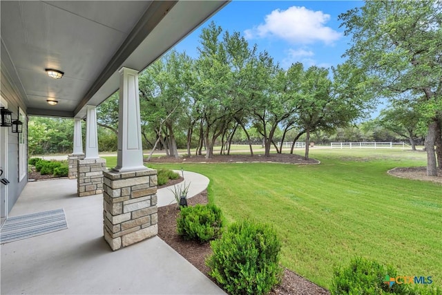 view of yard with a porch