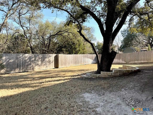 view of yard with a fenced backyard