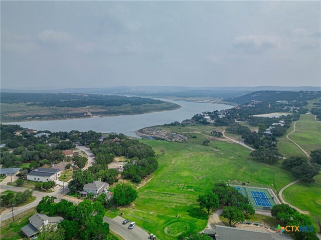 3935 Outpost Trce, Lago Vista, TX 78645 - aerial overview of property's location with a nearby body of water