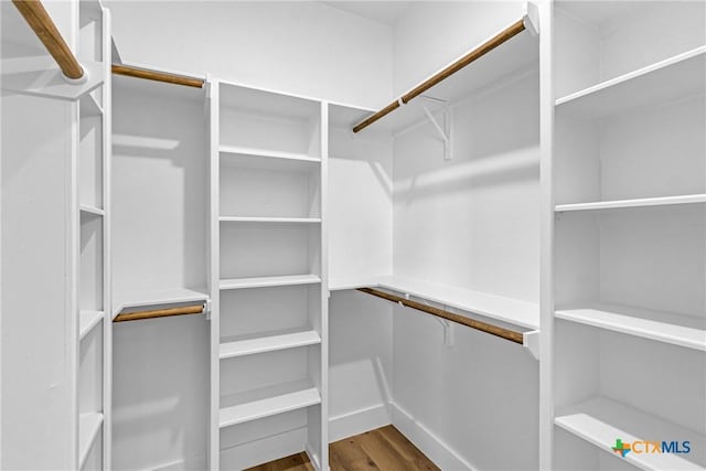 spacious closet featuring hardwood / wood-style flooring