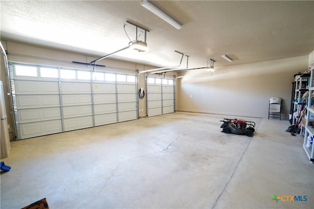 garage with a garage door opener