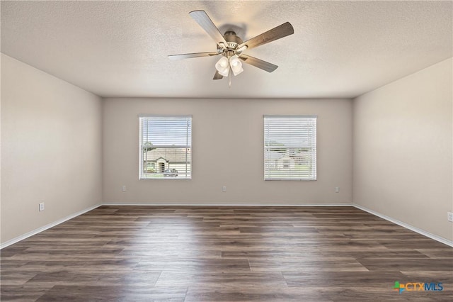 2007 Jefferson Ct, Belton, TX 76513 - spare room with dark wood-style flooring, a ceiling fan, and a textured ceiling