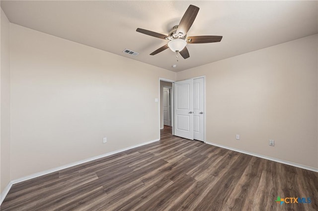 2007 Jefferson Ct, Belton, TX 76513 - spare room featuring dark wood-style flooring and a ceiling fan