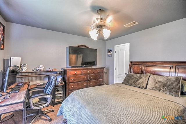 4813 Sapphire Dr, Killeen, TX 76542 - bedroom with carpet, an office area, and ceiling fan