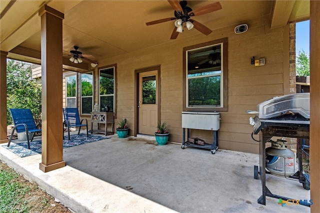 view of patio / terrace with ceiling fan