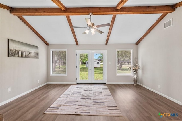 103 Aberdeen St, Victoria, TX 77904 - unfurnished living room featuring a ceiling fan, wood finished floors, french doors, and baseboards