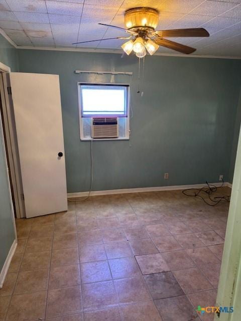 3205 Meadowlane St, Victoria, TX 77901 - tiled empty room featuring cooling unit, ceiling fan, and ornamental molding