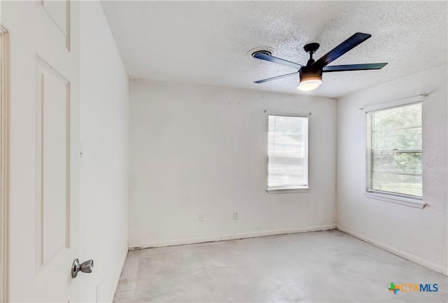 907 Curry Ave, Copperas Cove, TX 76522 - spare room with ceiling fan, a textured ceiling, and concrete flooring