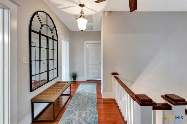 406 S Liberty St, Victoria, TX 77901 - entryway featuring wood finished floors, ceiling fan, and baseboards
