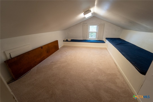 additional living space with carpet and vaulted ceiling