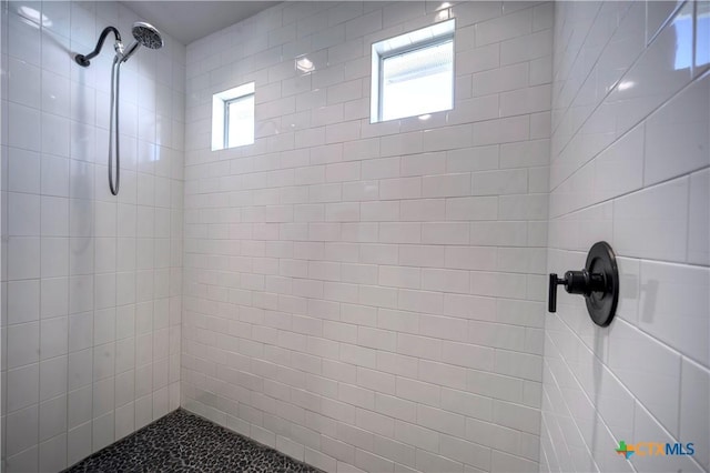 bathroom featuring a healthy amount of sunlight and a tile shower