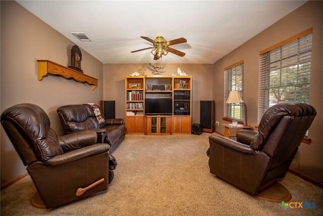 1617 Avalon St, Port Lavaca, TX 77979 - living area featuring carpet flooring and ceiling fan