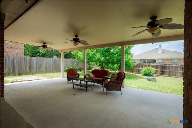 1764 Lower Forty, New Braunfels, TX 78130 - view of patio featuring ceiling fan and an outdoor living space