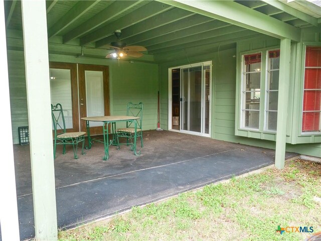 view of patio / terrace featuring a ceiling fan