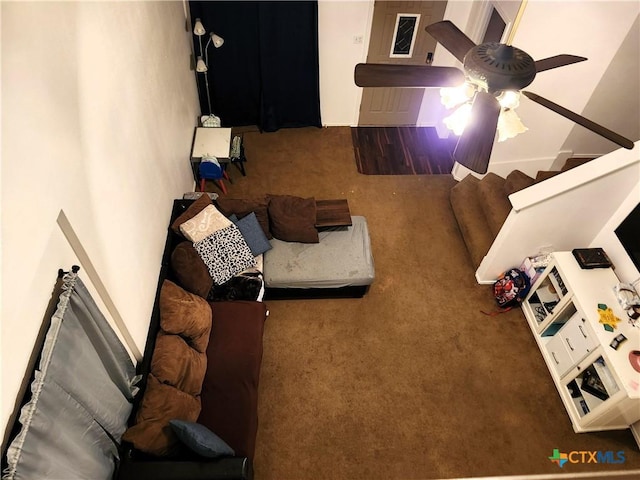 1402 Fox Creek Dr, Killeen, TX 76543 - living room featuring carpet floors and a ceiling fan