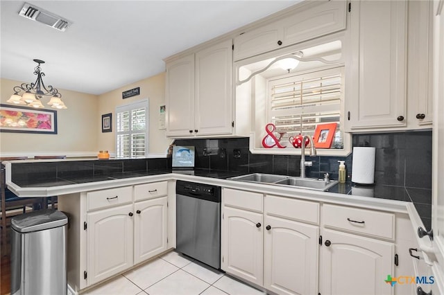 308 Green Gable Dr, Victoria, TX 77904 - kitchen featuring dishwasher, a peninsula, a sink, and backsplash