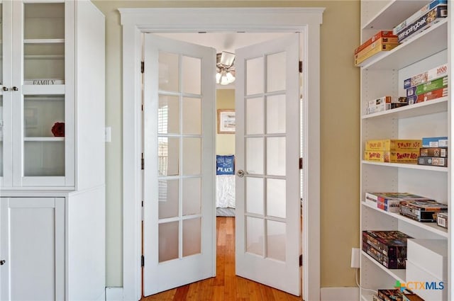 storage area featuring french doors