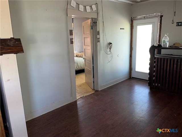 foyer with wood finished floors and plenty of natural light