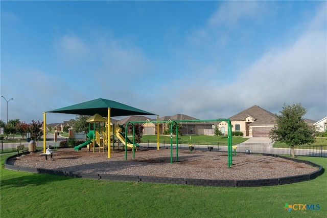 view of playground featuring a yard