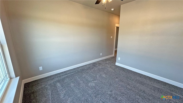 carpeted empty room with ceiling fan