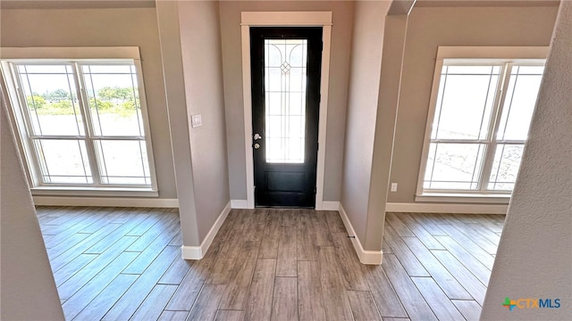 foyer with light hardwood / wood-style floors