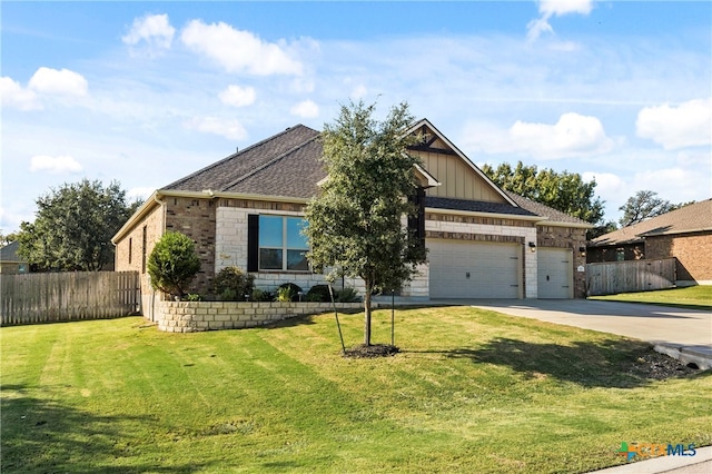 craftsman-style home with a garage and a front yard