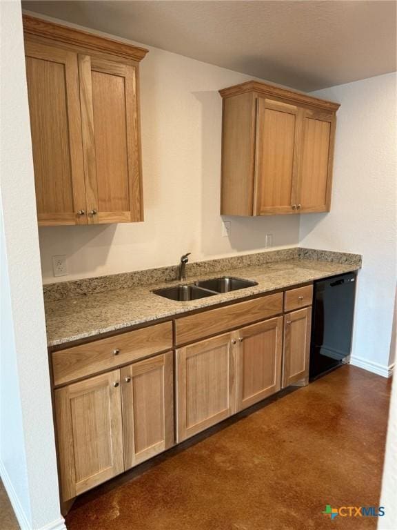 kitchen with black dishwasher and sink