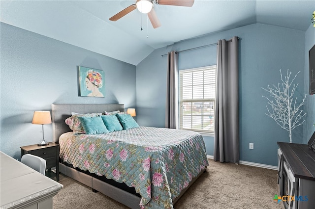3700 Joyce Ln, Killeen, TX 76549 - carpeted bedroom featuring lofted ceiling and ceiling fan