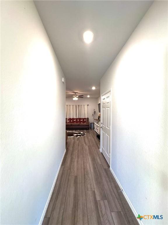 corridor featuring dark hardwood / wood-style floors