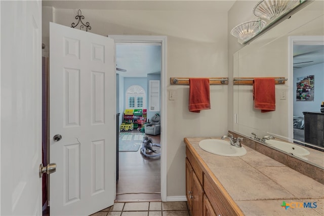 bathroom featuring vanity and tile patterned floors