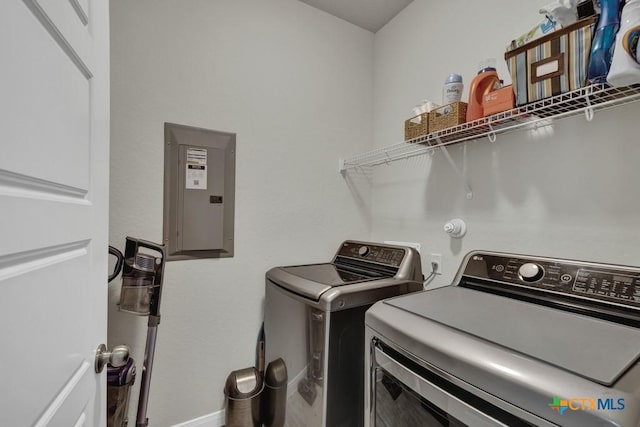 3214 Roan St, New Braunfels, TX 78130 - washroom featuring electric panel and washer and clothes dryer