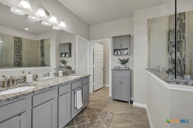 3214 Roan St, New Braunfels, TX 78130 - bathroom with walk in shower and double vanity