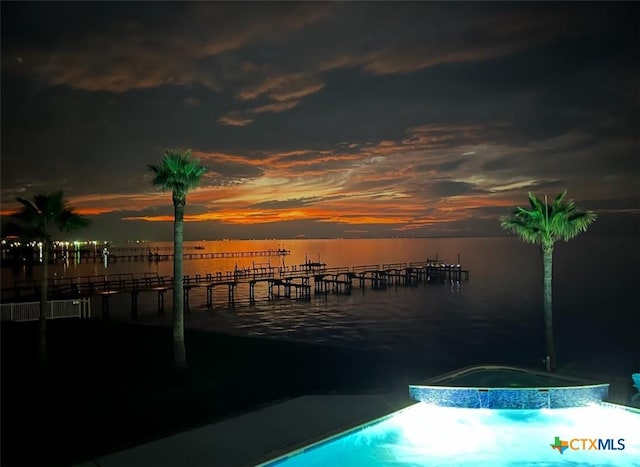 view of dock featuring a water view