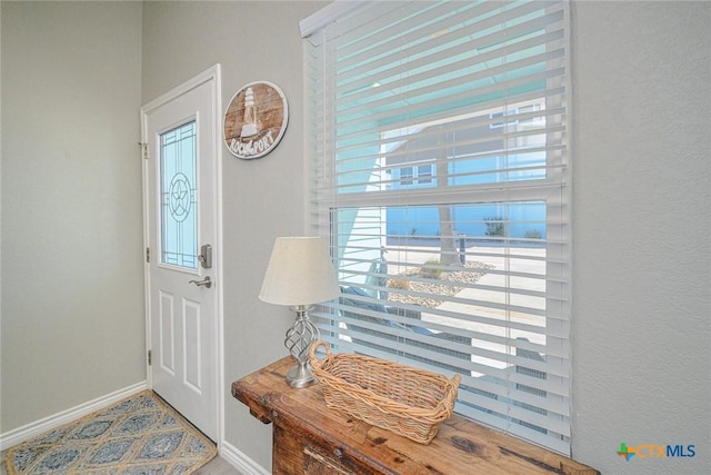 entrance foyer featuring a wealth of natural light and baseboards