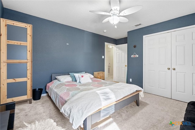 2604 Mikulec Dr, Killeen, TX 76542 - carpeted bedroom with a closet and a ceiling fan