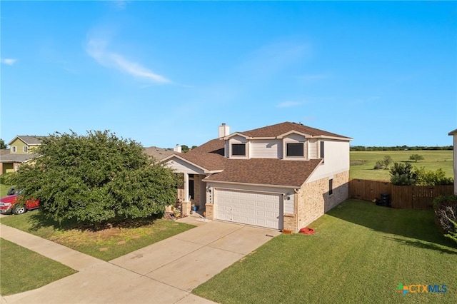 2604 Mikulec Dr, Killeen, TX 76542 - view of front facade with brick siding, concrete driveway, a shingled roof, a chimney, and an attached garage